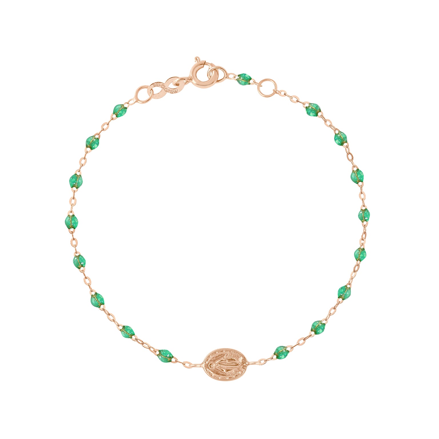 Gigi Clozeau - Madone Charm Classic Gigi Mint bracelet, Rose Gold, 6.7"