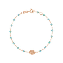 Gigi Clozeau - Madone Charm Classic Gigi Aqua bracelet, Rose Gold, 6.7"