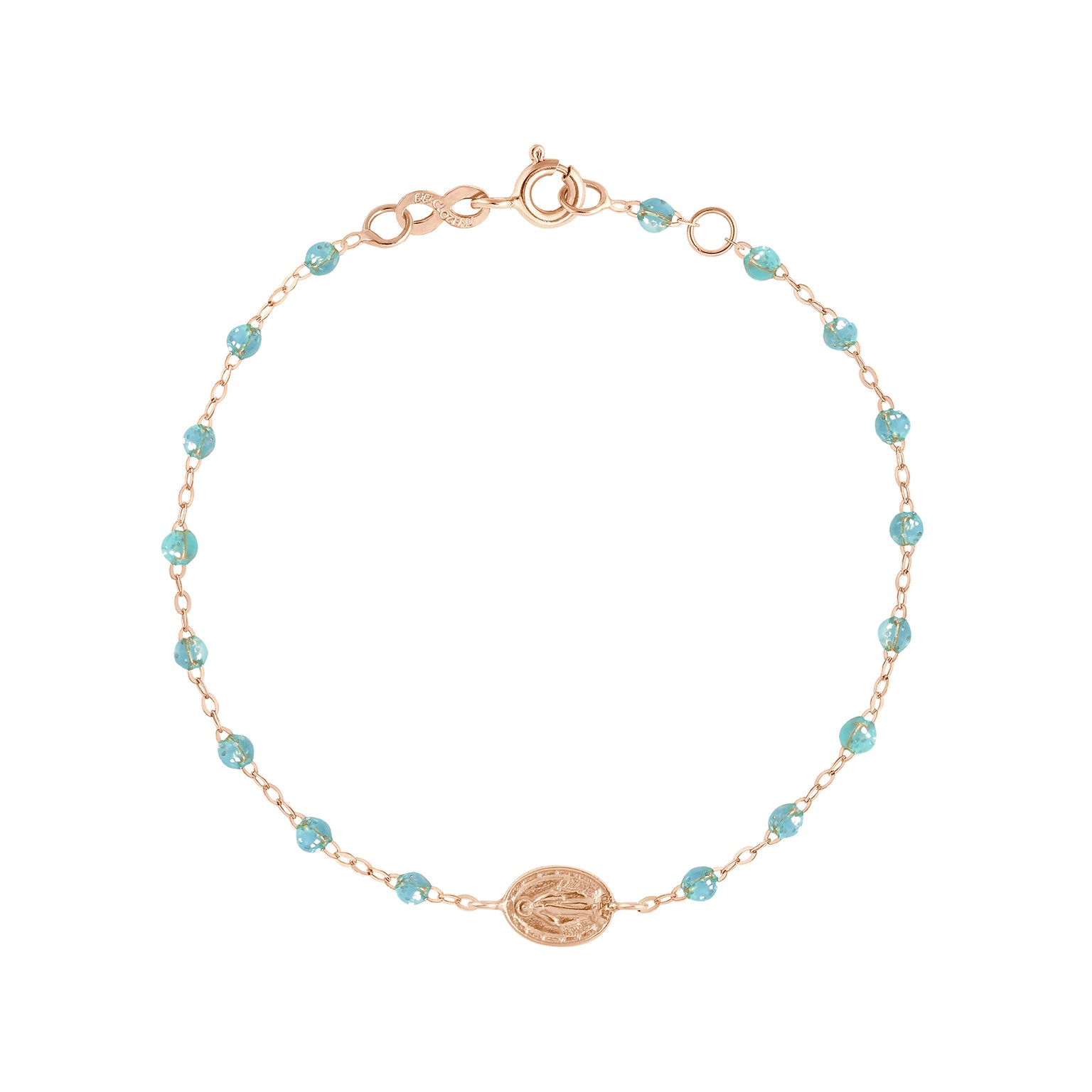 Gigi Clozeau - Madone Charm Classic Gigi Aqua bracelet, Rose Gold, 6.7"