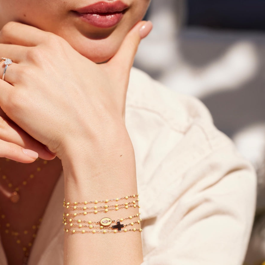 Gigi Clozeau - Cross Charm Classic Gigi Mimosa bracelet, Rose Gold, 6.7"