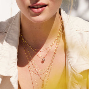 Gigi Clozeau - Lucky Sun Coral Diamond Necklace, Yellow Gold, 16.5"