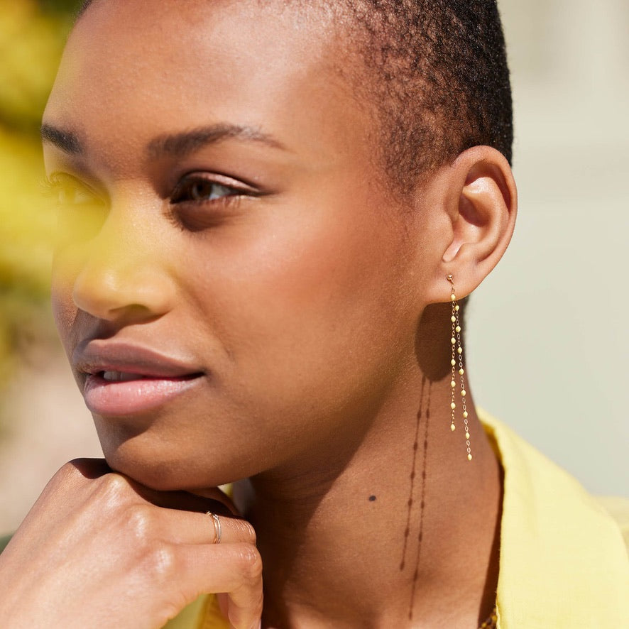 Gigi Clozeau - Classic Gigi dangling Mimosa earrings, Rose Gold