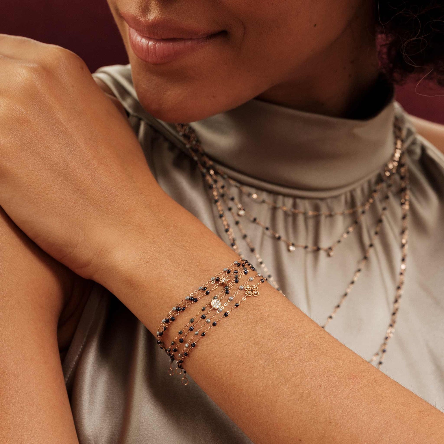Gigi Clozeau - Puce Classic Gigi Midnight diamond bracelet, Rose Gold, 6.7"