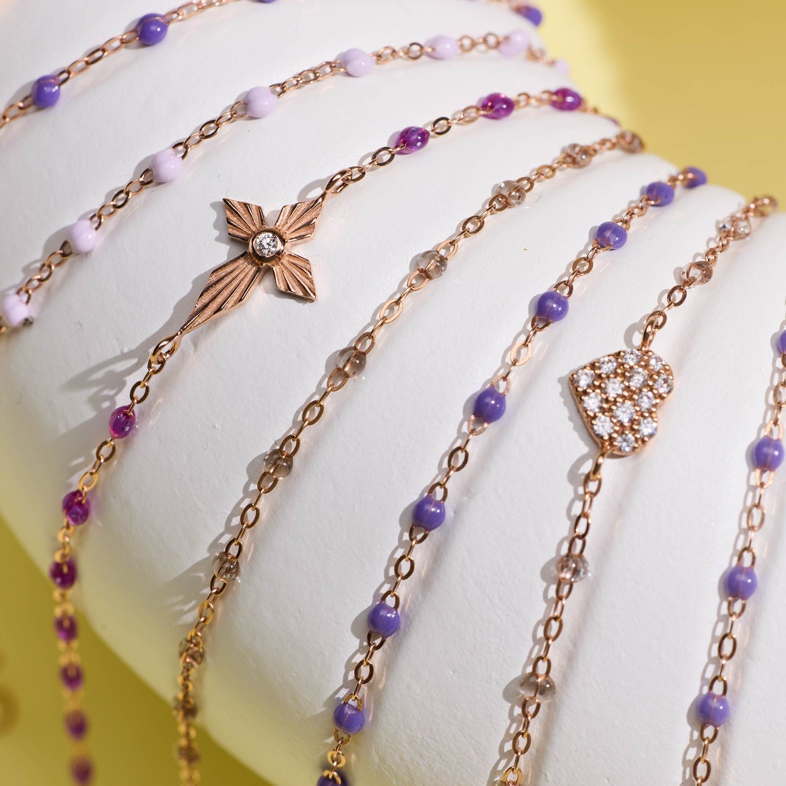 Gigi Clozeau - Croix Lumière Galaxy Diamond Bracelet, Yellow Gold, 6.7"