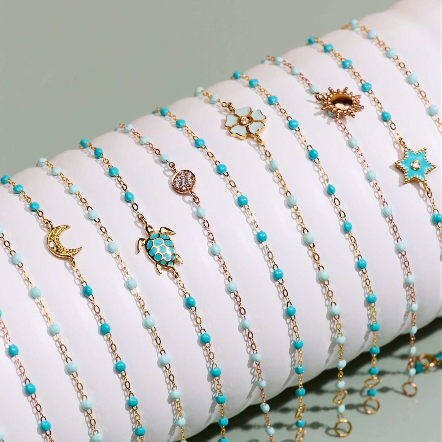 Gigi Clozeau - Classic Gigi Turquoise Green bracelet, Yellow Gold, 6.7"