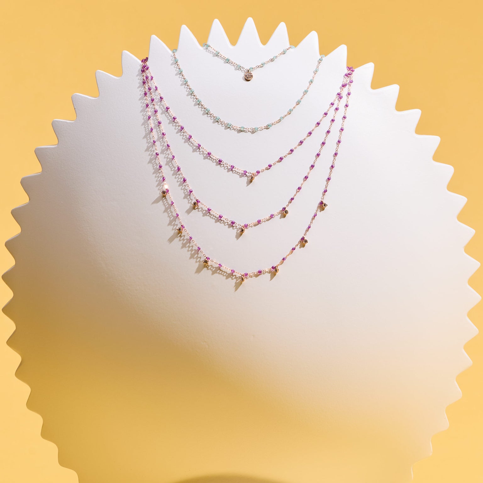 Gigi Clozeau - Gigi Supreme Classic 3 Diamond Necklace, Galaxy, Rose Gold, 17.7"