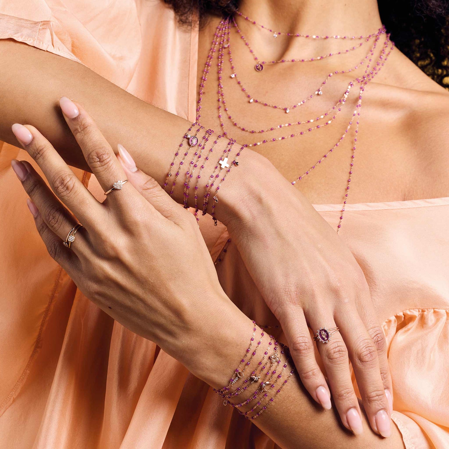 Gigi Clozeau - Key Diamond Galaxy Bracelet, Rose Gold, 6.7"