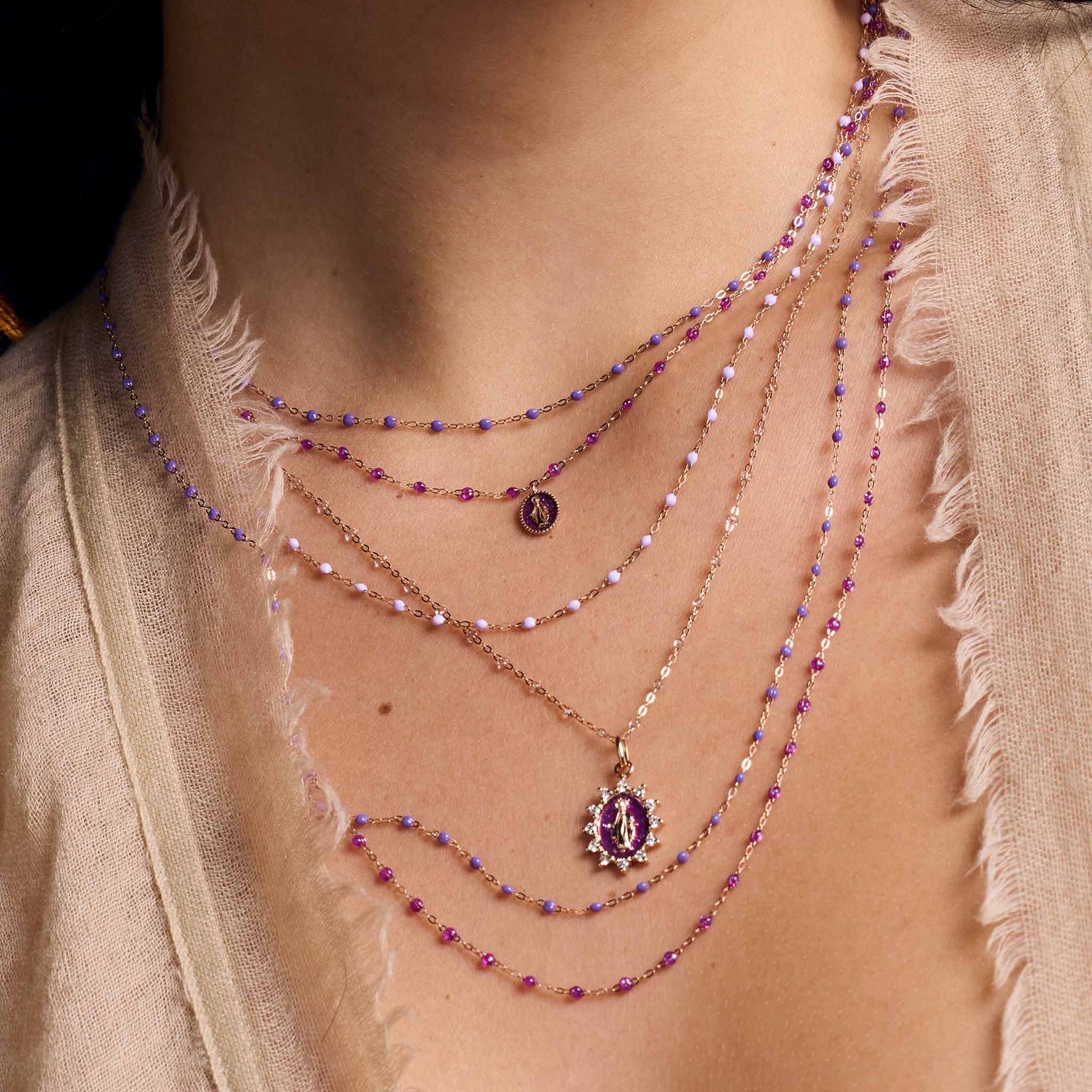 Gigi Clozeau - Madone Supreme Galaxy Resin, Yellow Gold, Diamond Pendant