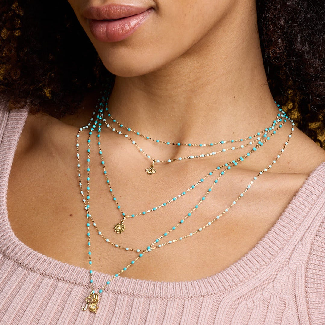 Gigi Clozeau - Classic Gigi Turquoise Green necklace, yellow gold, 16.5"