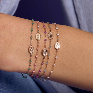 Gigi Clozeau - Madone Charm Classic Gigi Aqua bracelet, Yellow Gold, 6.7"