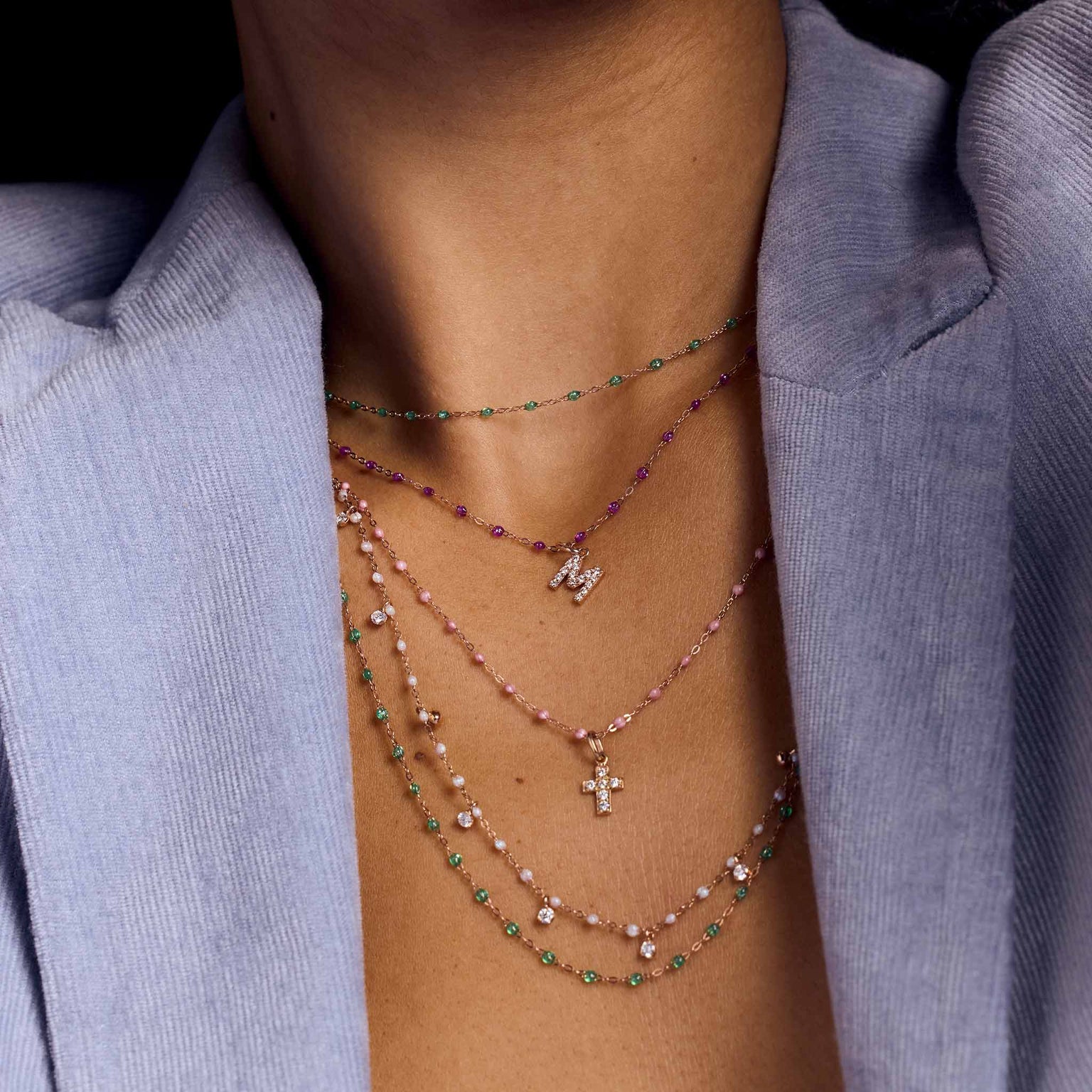 Gigi Clozeau - Cross diamond Pendant, Rose Gold