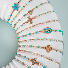 Gigi Clozeau - Madone resin charm Classic Gigi Turquoise Green bracelet, Rose Gold, 6.7"