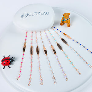 Gigi Clozeau - Little Gigi Pink bracelet, Rectangle plaque, Yellow Gold, 5.1"