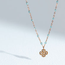 Gigi Clozeau - Lucky Clover Classic Gigi Aqua diamond necklace, Rose Gold, 16.5"