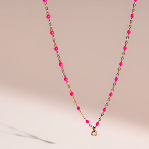 Gigi Clozeau - Gigi Supreme Classic 1 Diamond Necklace, Pink, Rose Gold, 16.5"