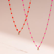 Gigi Clozeau - Gigi Supreme Classic 1 Diamond Necklace, Coral, Rose Gold, 16.5"