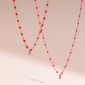 Gigi Clozeau - Gigi Supreme Classic 1 Diamond Necklace, Coral, Rose Gold, 16.5"