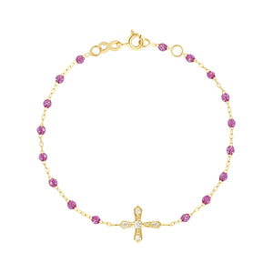 Gigi Clozeau - Classic Cross Vintage Diamond Galaxy Bracelet, Yellow Gold, 6.7"