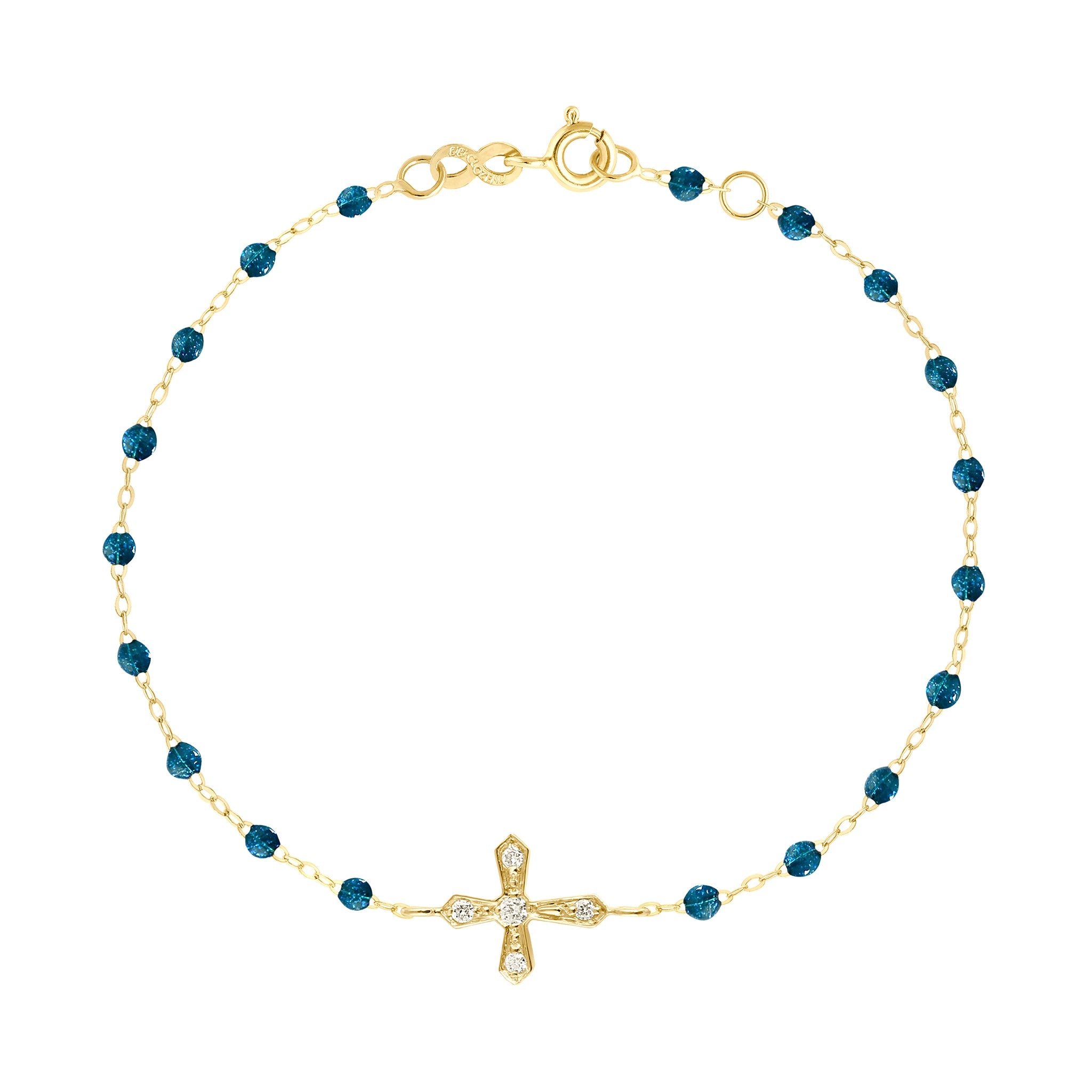 Gigi Clozeau - Classic Cross Vintage Diamond Jungle bracelet, Yellow Gold, 6.7"