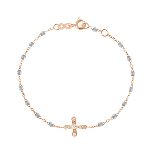 Gigi Clozeau - Classic Cross Vintage Diamond Silver bracelet, Rose Gold, 6.7