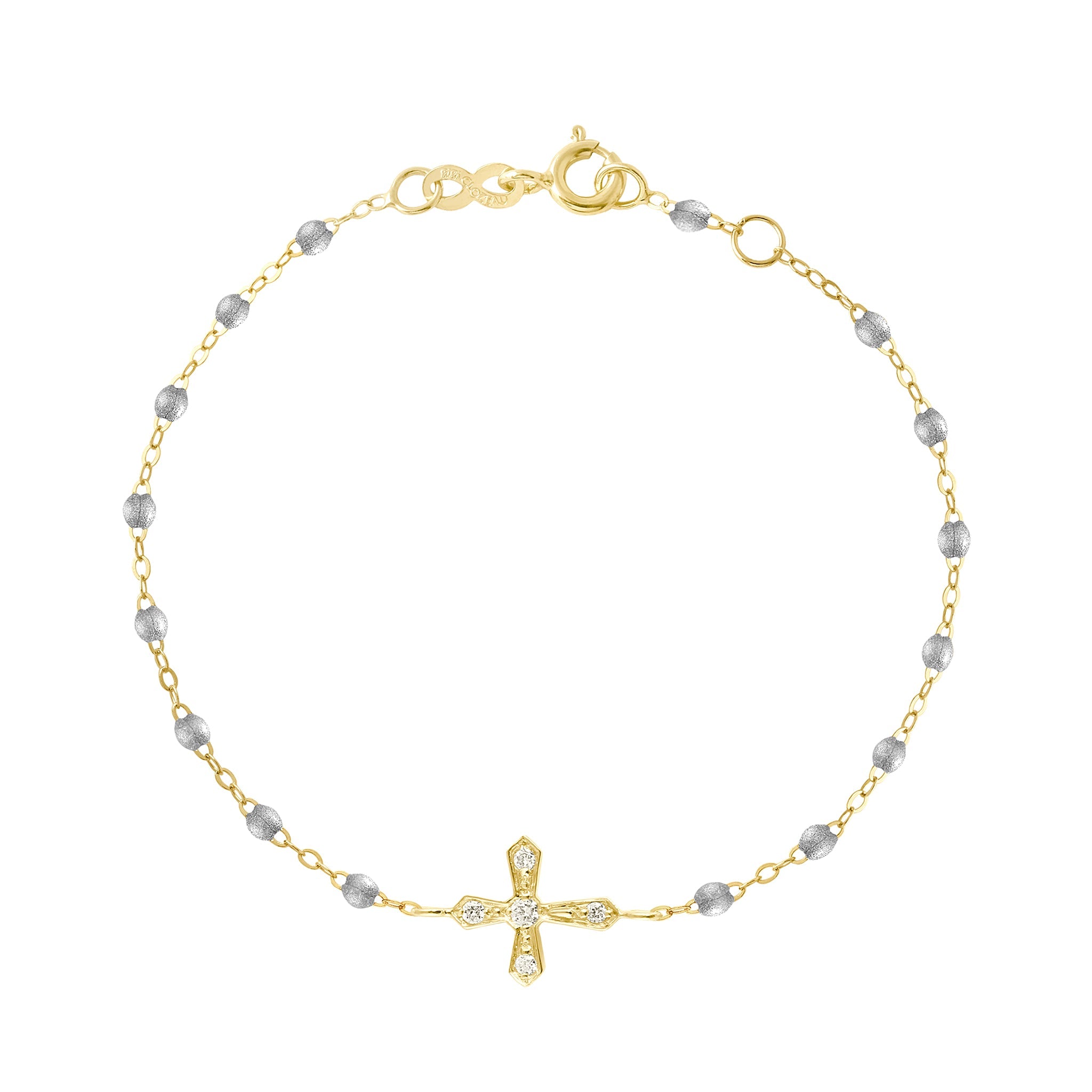 Gigi Clozeau - Classic Cross Vintage Diamond Silver bracelet, Yellow Gold, 6.7"