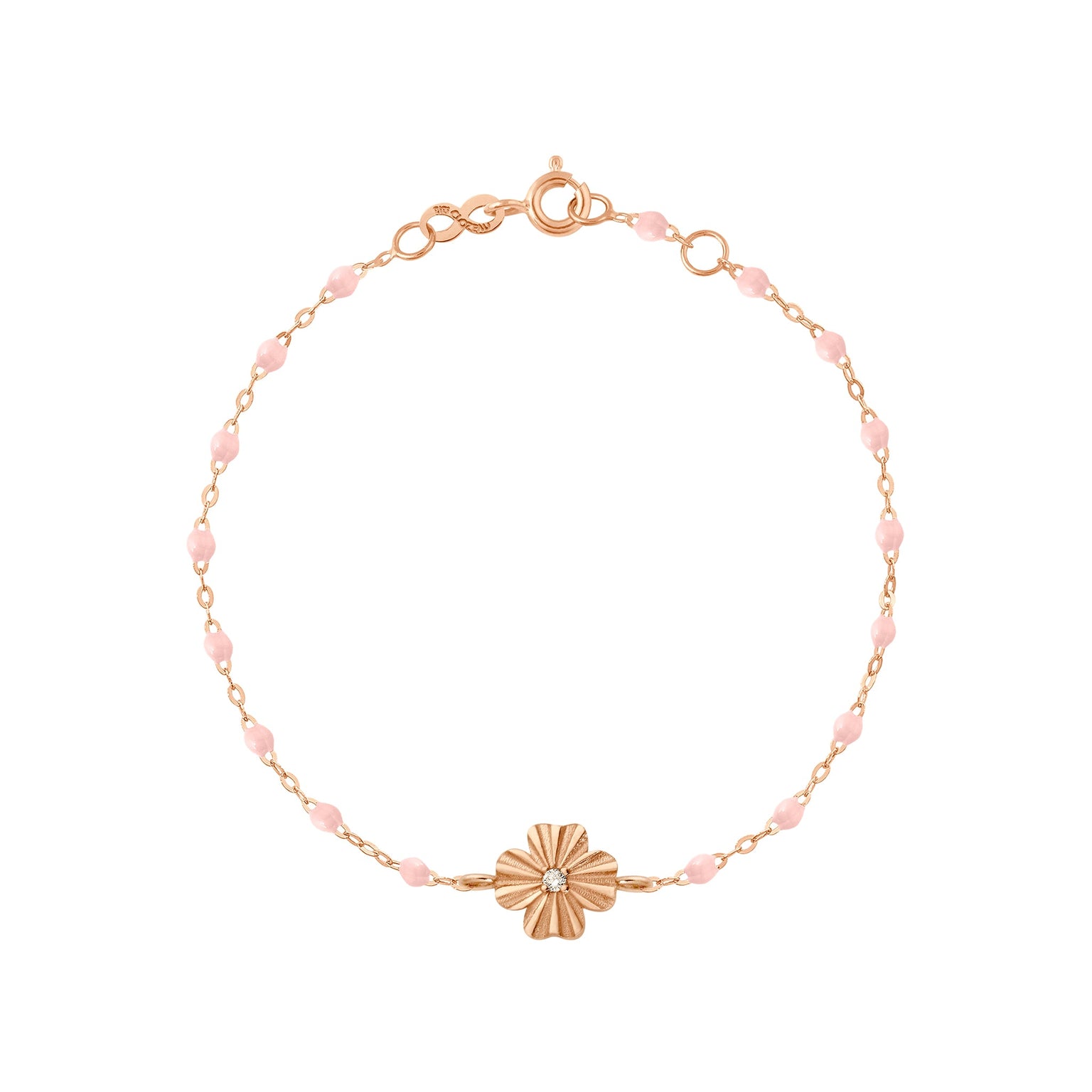 Gigi Clozeau - Clover Lumière Baby Pink Diamond Bracelet, Rose Gold, 6.7"