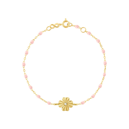 Gigi Clozeau - Clover Lumière Baby Pink Diamond Bracelet, Yellow Gold, 6.7