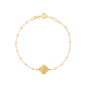 Gigi Clozeau - Clover Lumière Baby Pink Diamond Bracelet, Yellow Gold, 6.7"