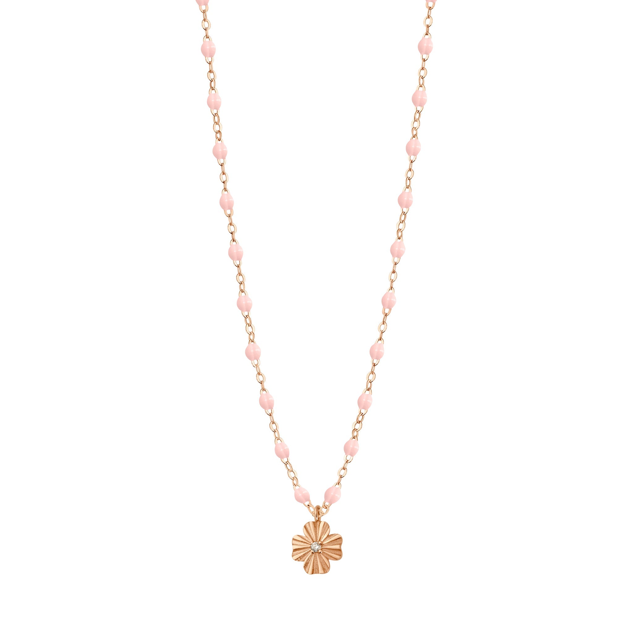 Gigi Clozeau - Clover Lumière Baby Pink Diamond Necklace, Rose Gold, 16.5"