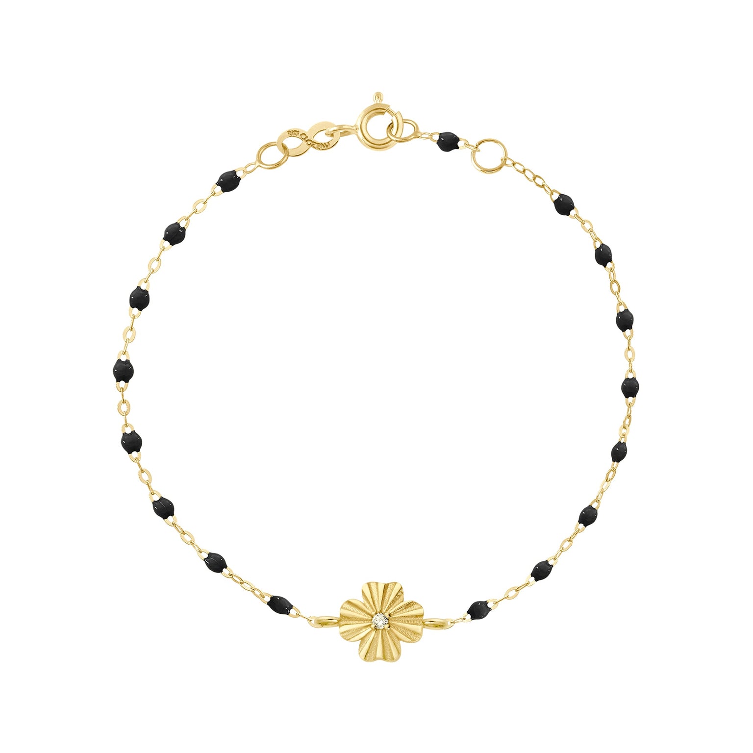 Gigi Clozeau - Clover Lumière Black Diamond Bracelet, Yellow Gold, 6.7"