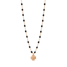 Gigi Clozeau - Clover Lumière Black Diamond Necklace, Rose Gold, 16.5"