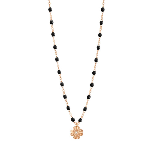 Gigi Clozeau - Clover Lumière Black Diamond Necklace, Rose Gold, 16.5