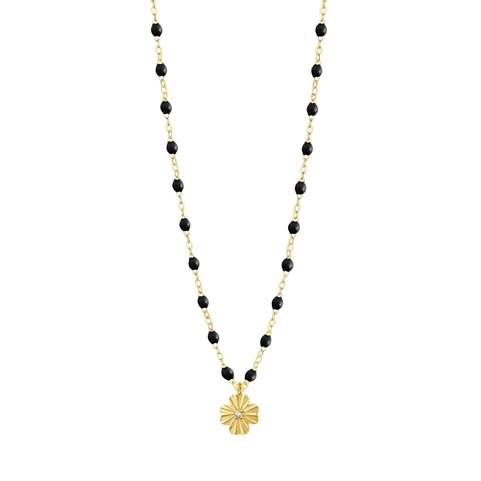 Gigi Clozeau - Clover Lumière Black Diamond Necklace, Yellow Gold, 16.5"