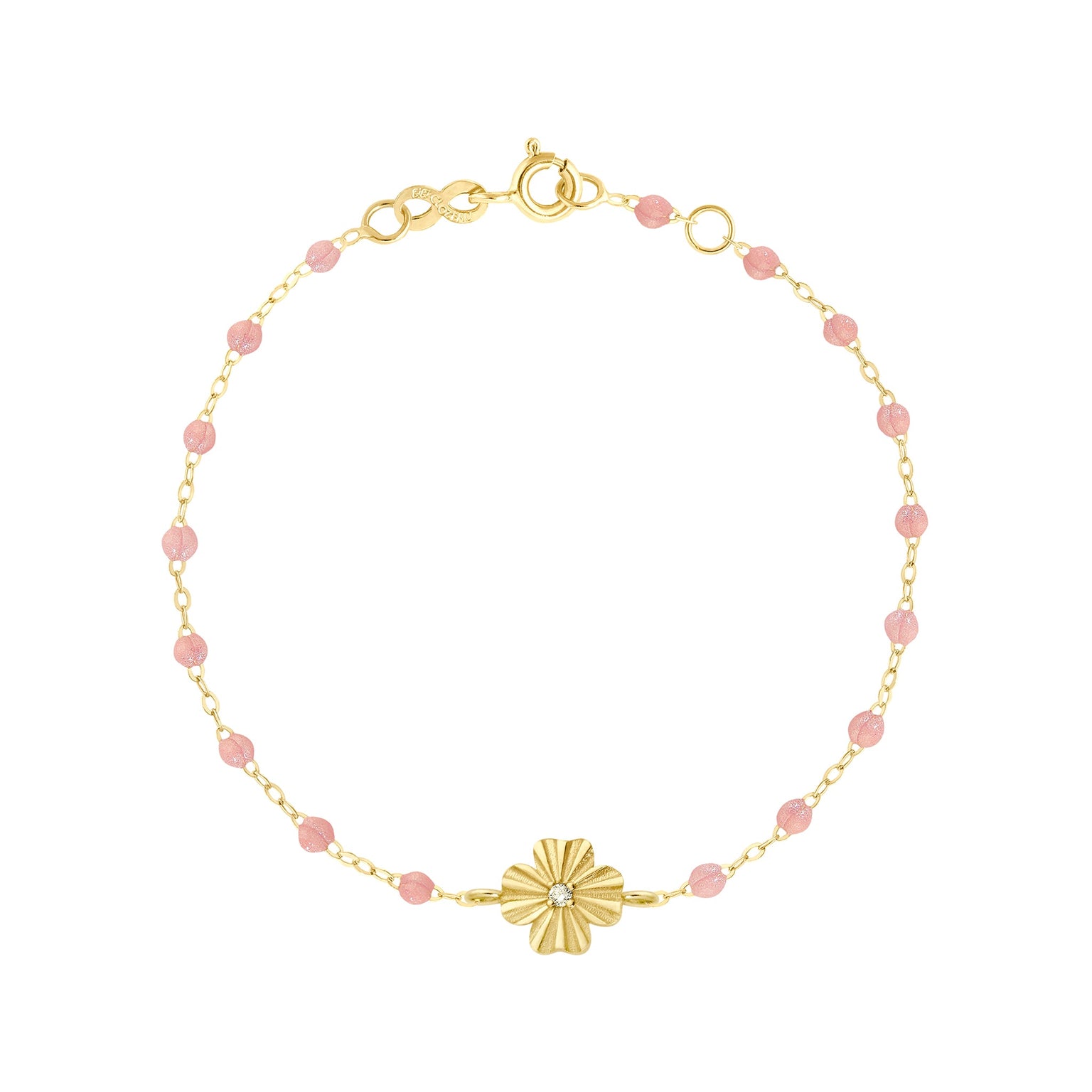 Gigi Clozeau - Clover Lumière Blush Diamond Bracelet, Yellow Gold, 6.7"