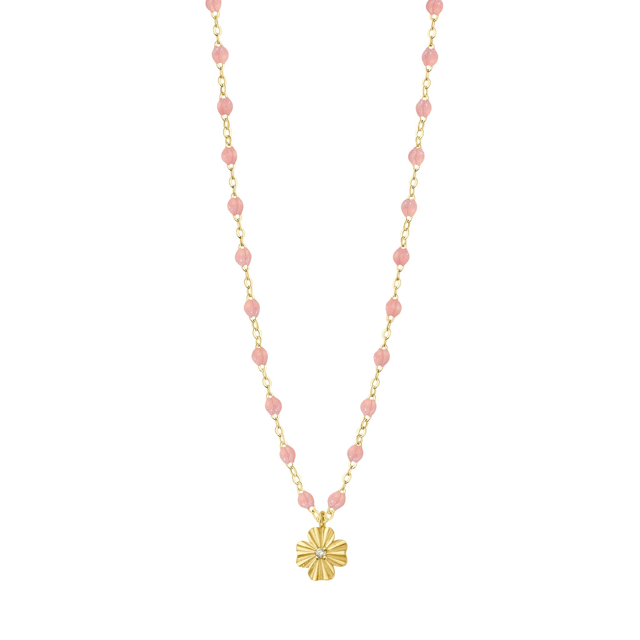 Gigi Clozeau - Clover Lumière Blush Diamond Necklace, Yellow Gold, 16.5"