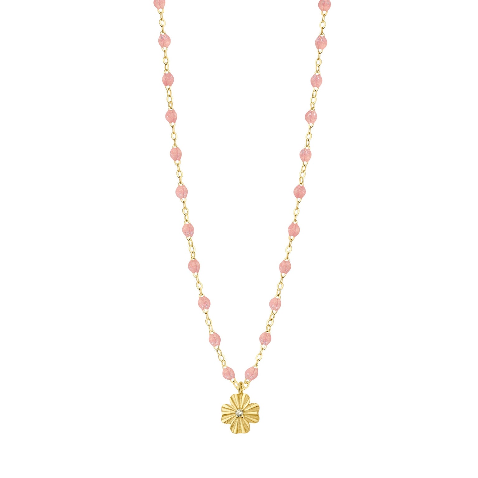 Gigi Clozeau - Clover Lumière Blush Diamond Necklace, Yellow Gold, 16.5"