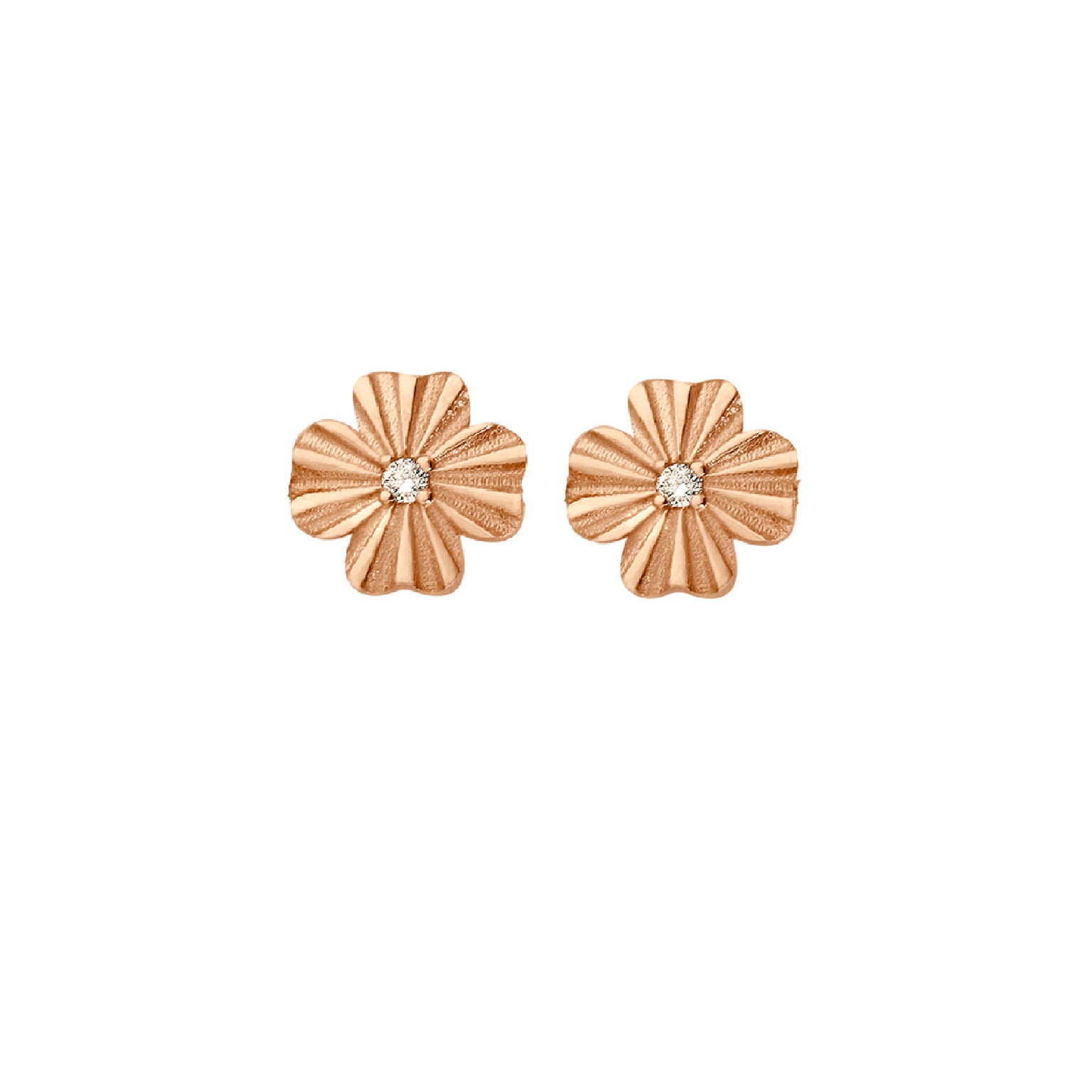 Gigi Clozeau - Clover Lumière Diamond Earrings, Rose Gold