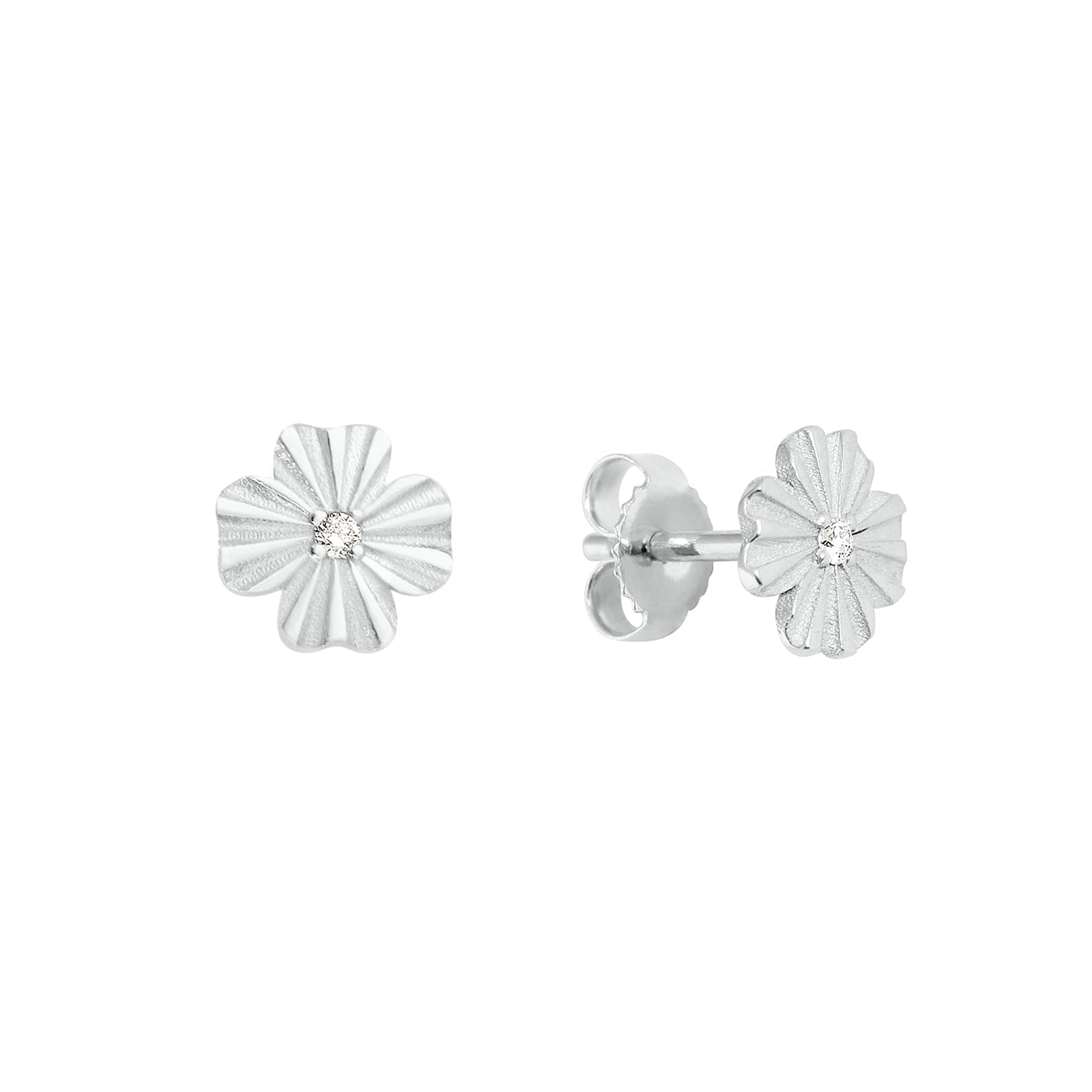 Gigi Clozeau - Clover Lumière Diamond Earrings, White Gold