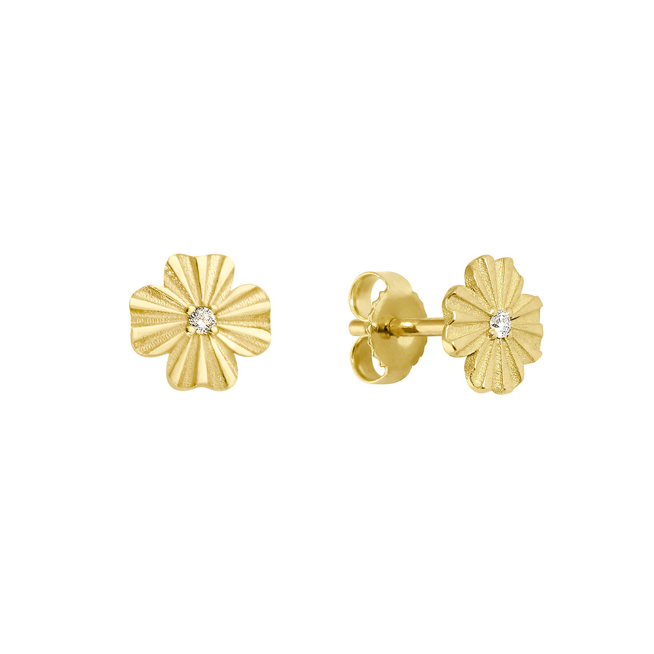 Gigi Clozeau - Clover Lumière Diamond Earrings, Yellow Gold