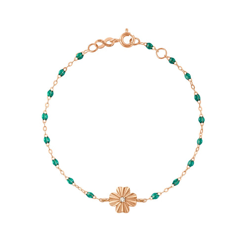 Gigi Clozeau - Clover Lumière Emerald Diamond Bracelet, Rose Gold, 6.7