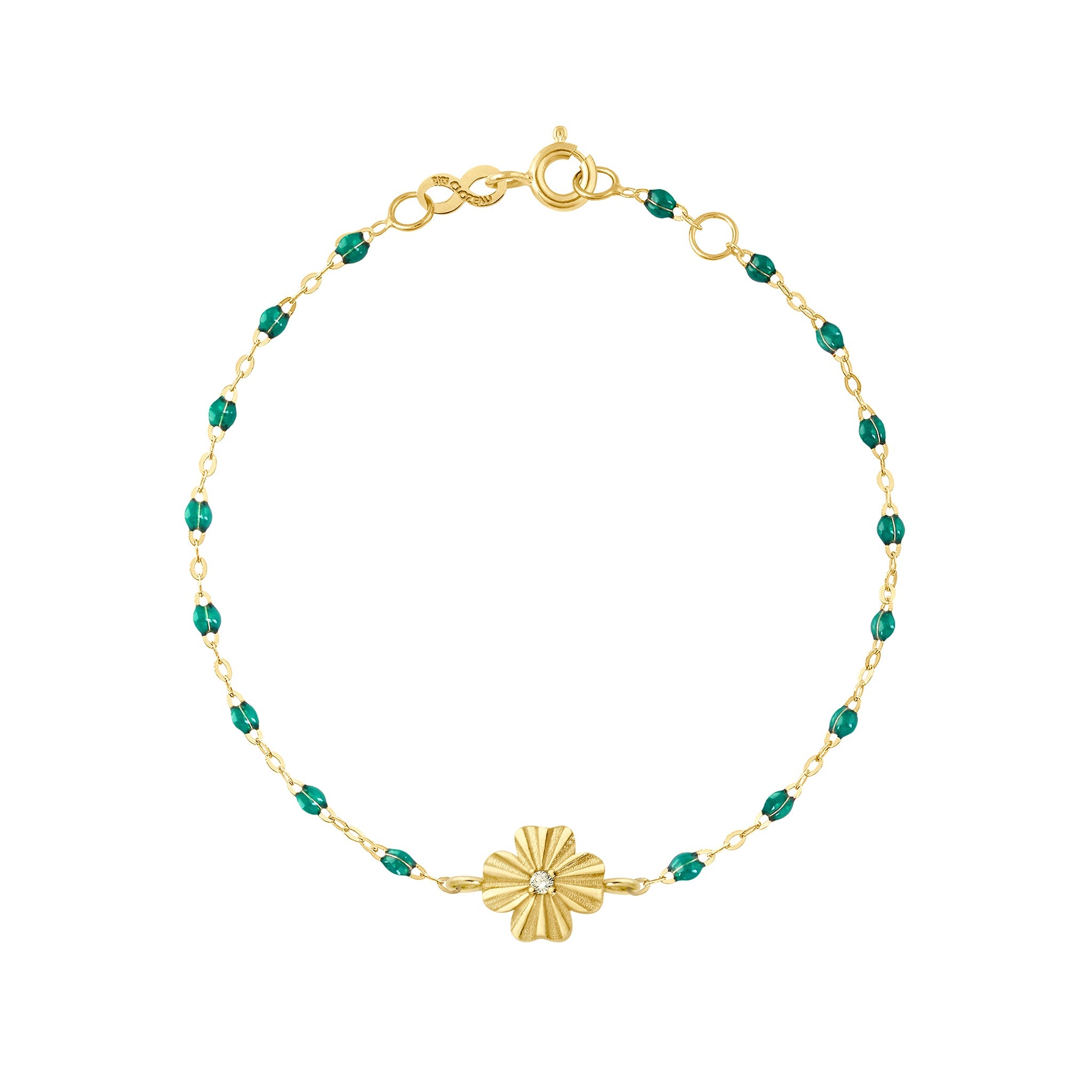 Gigi Clozeau - Clover Lumière Emerald Diamond Bracelet, Yellow Gold, 6.7"