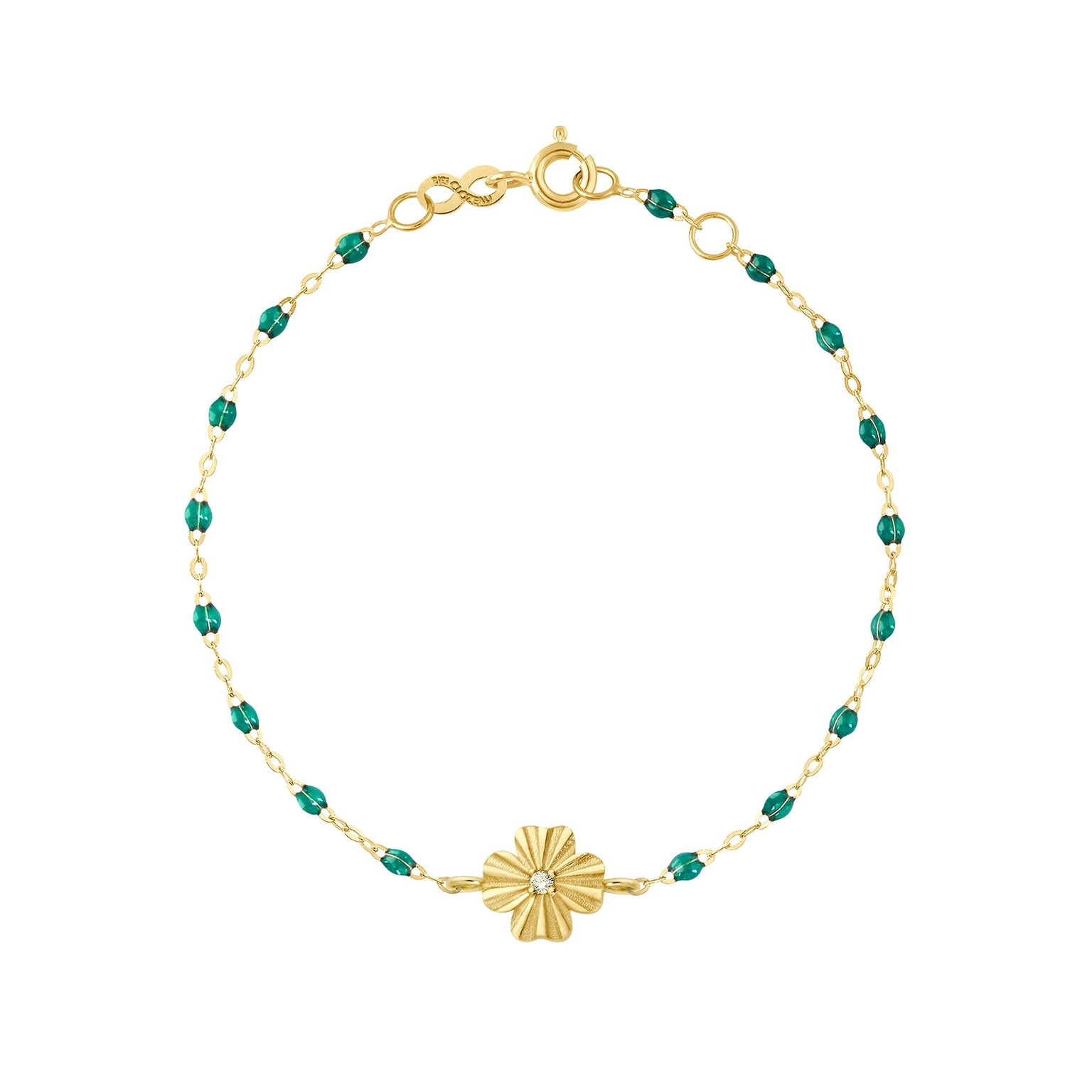Gigi Clozeau - Clover Lumière Emerald Diamond Bracelet, Yellow Gold, 6.7"