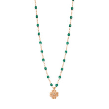 Gigi Clozeau - Clover Lumière Emerald Diamond Necklace, Rose Gold, 16.5"