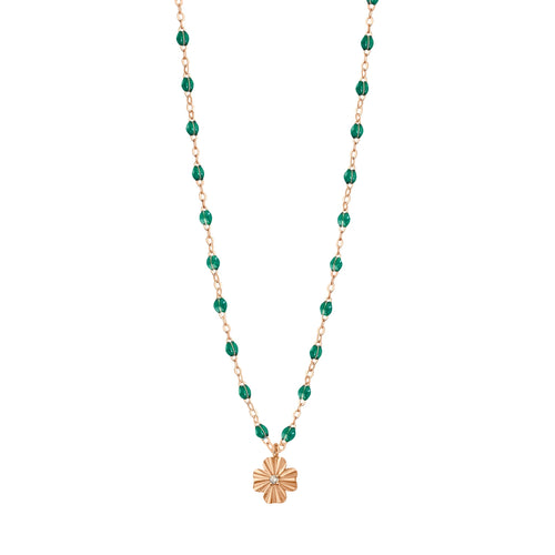Gigi Clozeau - Clover Lumière Emerald Diamond Necklace, Rose Gold, 16.5