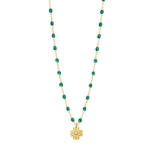 Gigi Clozeau - Clover Lumière Emerald Diamond Necklace, Yellow Gold, 16.5