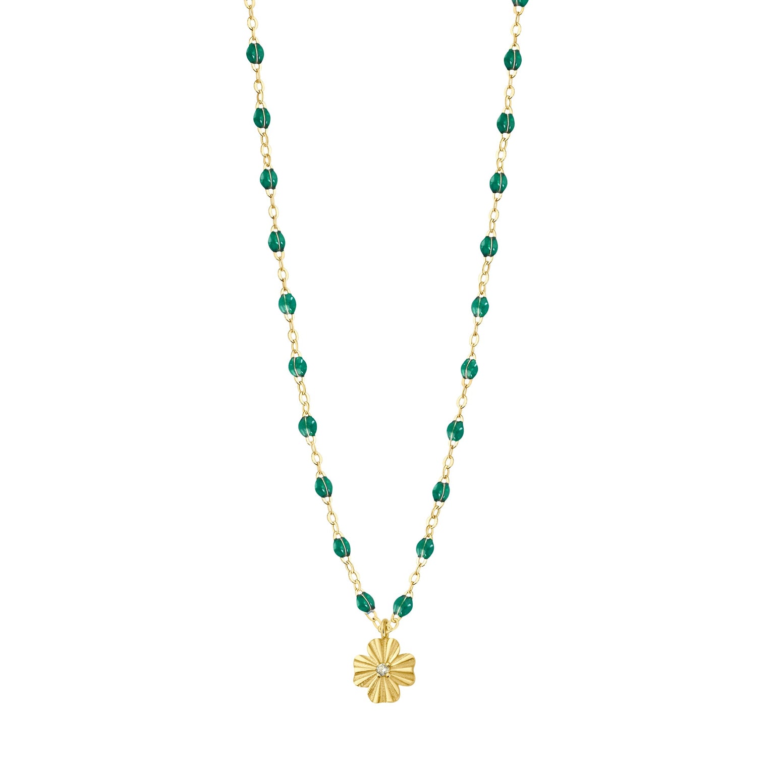 Gigi Clozeau - Clover Lumière Emerald Diamond Necklace, Yellow Gold, 16.5"