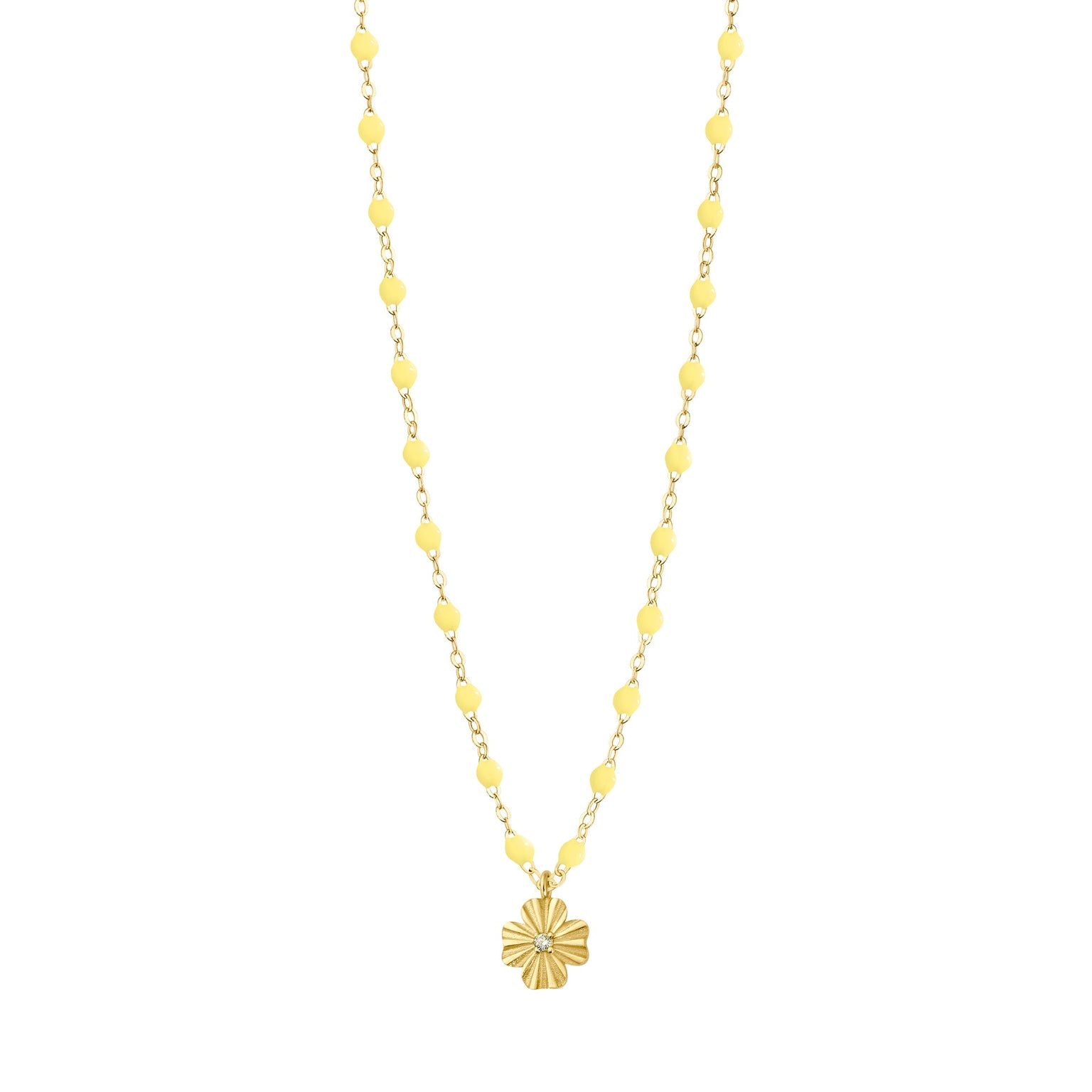 Gigi Clozeau - Clover Lumière Mimosa Diamond Necklace, Yellow Gold, 16.5"