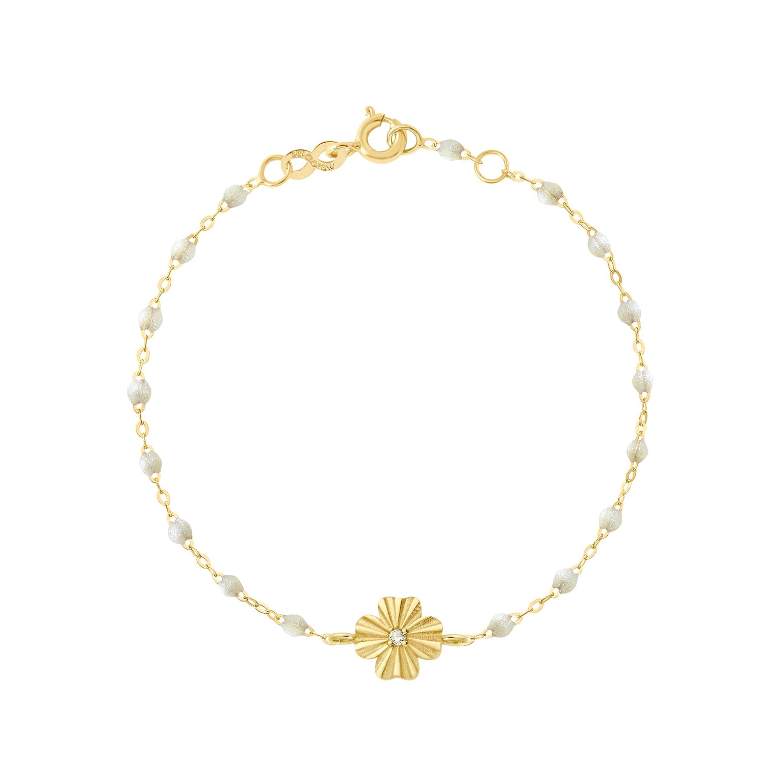 Gigi Clozeau - Clover Lumière Opal Diamond Bracelet, Yellow Gold, 6.7"