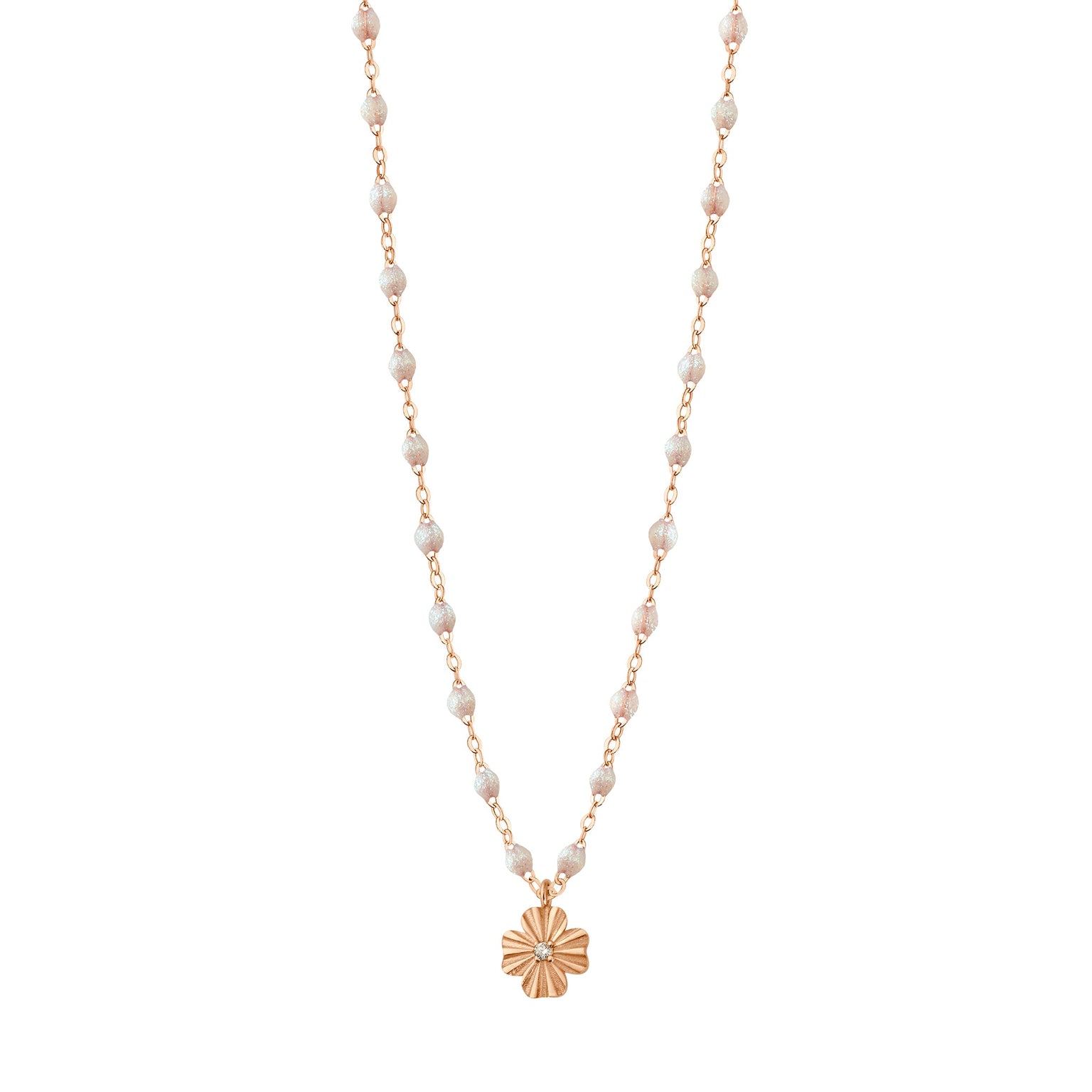 Gigi Clozeau - Clover Lumière Opal Diamond Necklace, Rose Gold, 16.5"