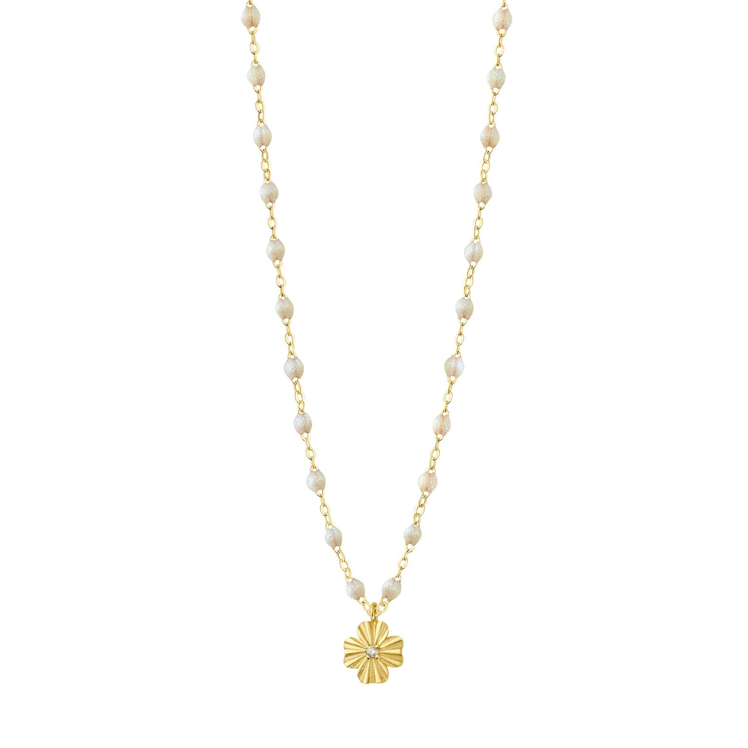 Gigi Clozeau - Clover Lumière Opal Diamond Necklace, Yellow Gold, 16.5"